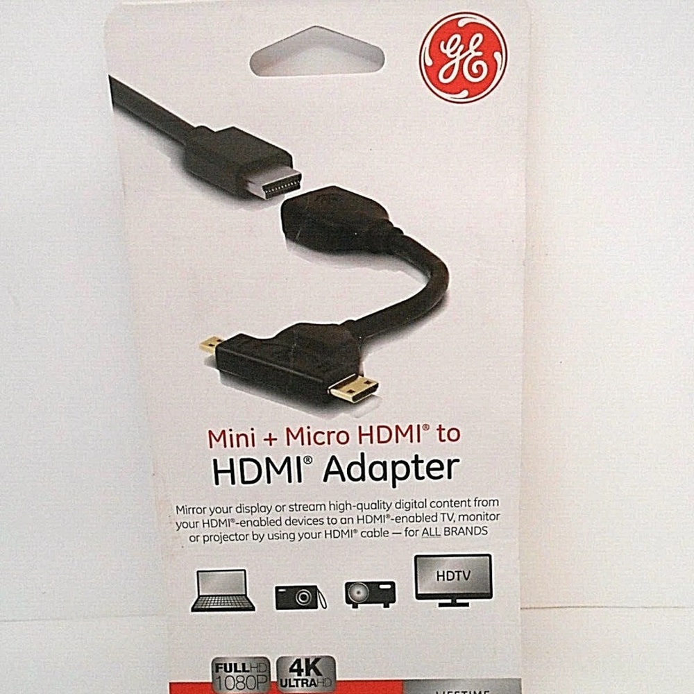 GE Jasco 33587 Black Mini & Micro HDMI to HDMI Adapter